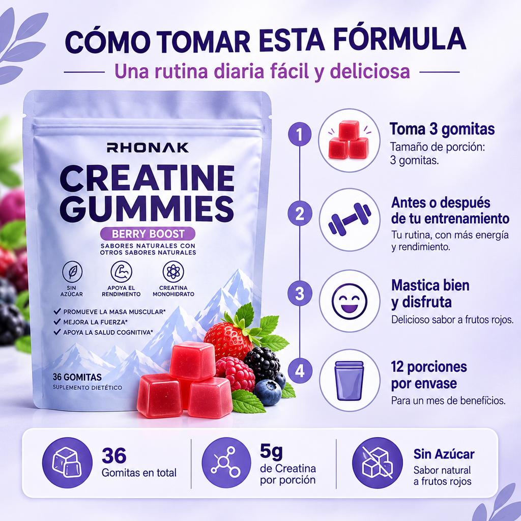 Suplemento de creatina en gomitas – 36 unidades